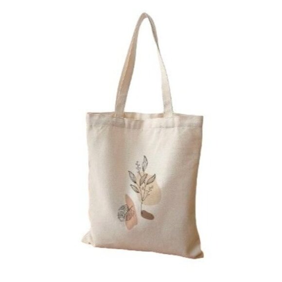 Plants Leaves Canvas Shopping Tote Bag - Picture 1 of 3